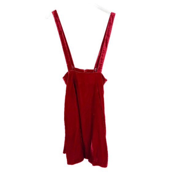 NWT Modcloth Crushed Velvet Suspender Skirt Holly Berry Red Size Small S NEW - Picture 2 of 13
